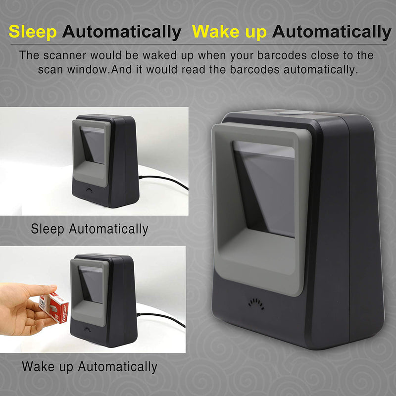 [Australia - AusPower] - TEEMI Handsfree 1D 2D Barcode Scanner, QR Omnidirectional Desktop USB Wired Virtual COM Port Automatic Bar Code Imager, Capture Screen barcodes, TMSL-60 Black 