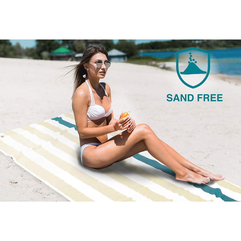 [Australia - AusPower] - SUN CUBE Microfiber Beach Towel | Sand Free Towel, Lightweight, Quick Dry, Compact Swim Towel for Adults | Packable Easy to Carry Towel for Beach, Pool, Camping, Travel Beige Standard - 60 x 30" 