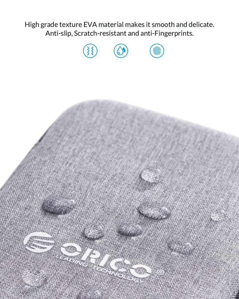 [Australia - AusPower] - ORICO Hard Drive Case 2.5 inch External Drive Storage Carrying Bag Waterproof Shockproof with Inner Size 5.5x3.5x1.0inch for Organizing HDD and Electronic Accessories,Grey(PHD-25) Grey 