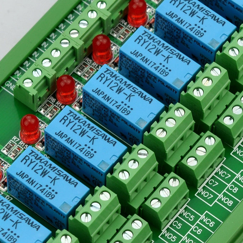 [Australia - AusPower] - Electronics-Salon DIN Rail Mount 8 DPDT Signal Relay Interface Module. (Operating Voltage: DC 12V) Operating Voltage: DC 12V 