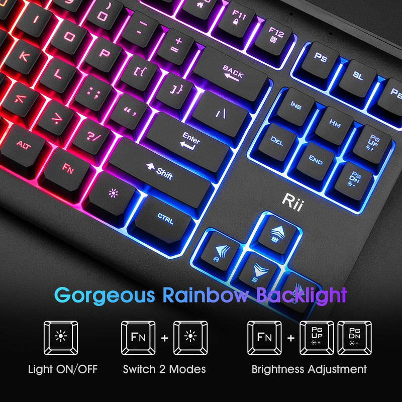 [Australia - AusPower] - Rii Primer RGB Compact Gaming Office Keyboard RK104,Backlight Keyboard,Small 87 Keys No Number Pad Keyboard for Windows PC Laptop Desktop 