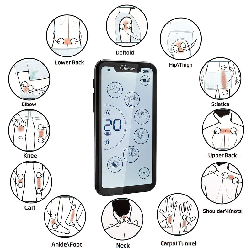 [Australia - AusPower] - Tens Unit Muscle Stimulator 24 Massage Mode Tens EMS Machine Device Touchscreen Massager Intensity Deep Tissue Shoulder Pain Relief Sciatica Tendonitis Plantar Fasciitis 