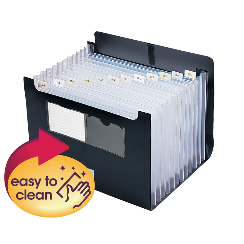 [Australia - AusPower] - Smead Poly Desktop Expanding File, 12 Pockets, Flap Closure, Alphabetic (A-Z) and Monthly (Jan-Dec) Tab Inserts, Letter Size, Black (70845) 