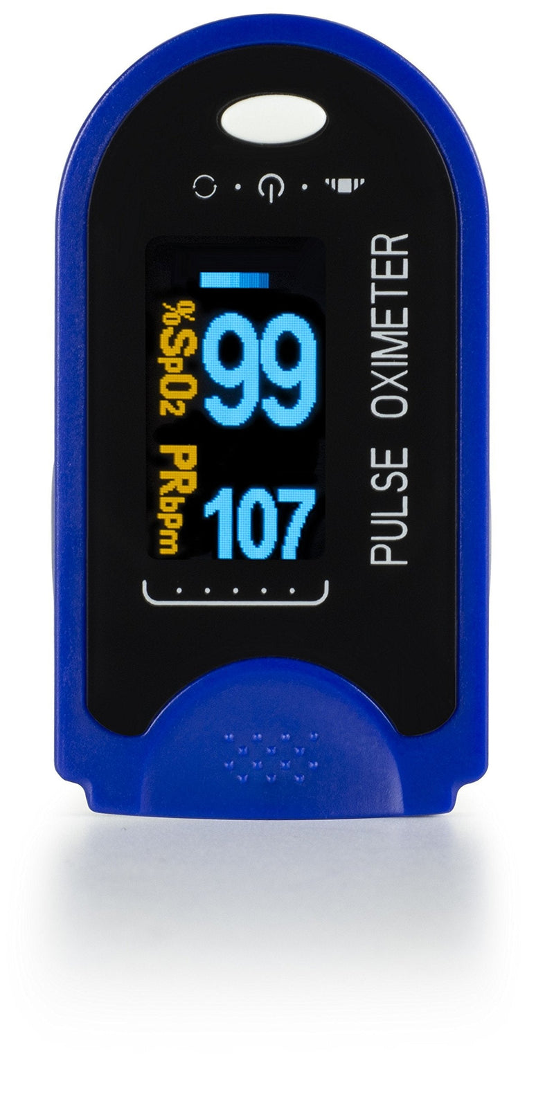 [Australia - AusPower] - AccuMed Fingertip Pulse Oximeter, Sp02 Finger Blood Pulse Oxygen Monitor, w/Carrying case, Lanyard Silicon Case & Battery CMS-50D (Blue) 