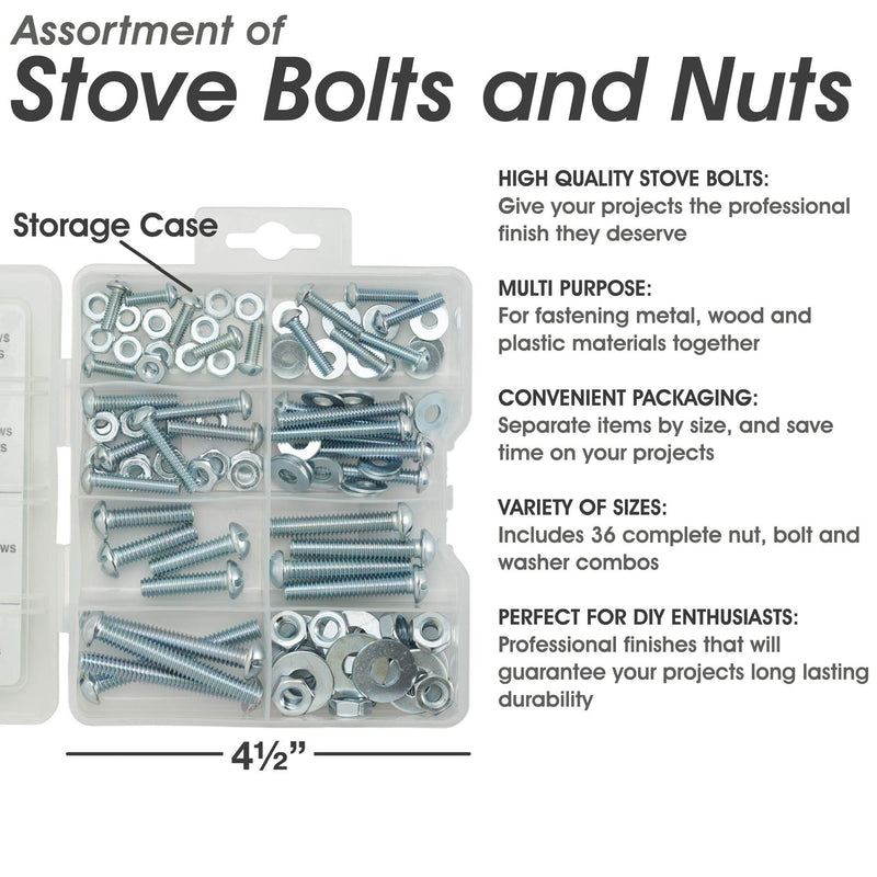 [Australia - AusPower] - Bolts, Nuts, and Washer Assortment Kit, 108 Pieces 