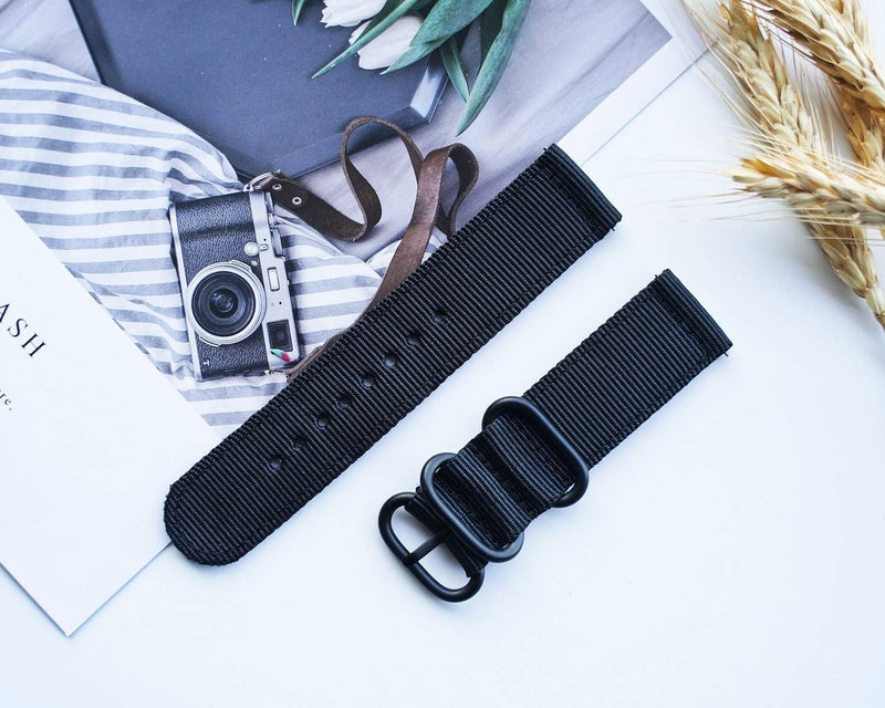 [Australia - AusPower] - AWMES 2 Pack Compatible Fossil Men's Gen 6/5E 44mm/Gen 5 Carlyle Watch Band, Nylon Woven+Stainless Steel Metal Band with Enamel Process Compatible for Fossil Gen 5 Carlyle HR/Garrett Black & Red+ Black 
