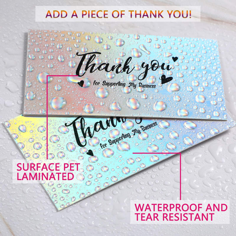 [Australia - AusPower] - Thank You for Supporting My Small Business Card, Holographic Silver Thank You Cards for Small Business Owners E-commerce Retail Store Handmade Goods Customer Package Inserts, 3.5 x 2 Inch (200 Pieces) 200 