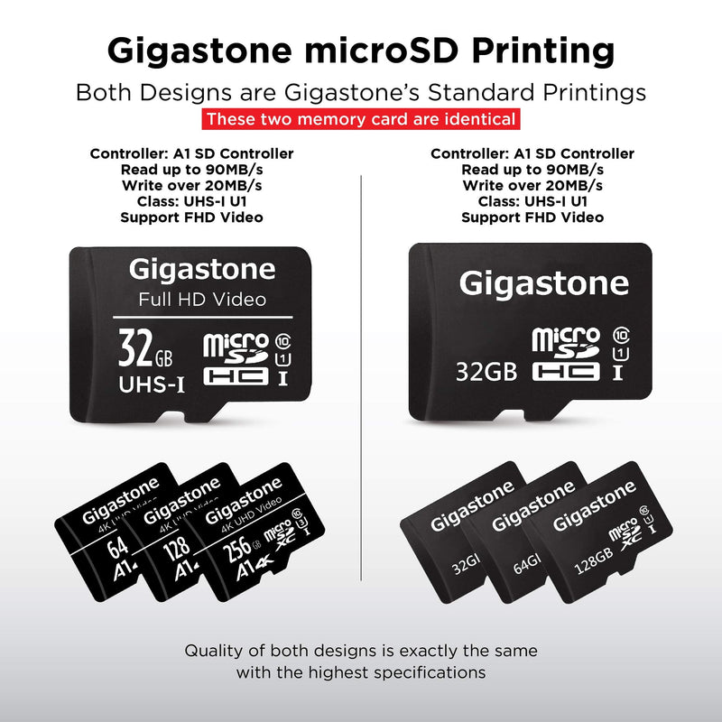 [Australia - AusPower] - Gigastone 32GB Micro SD Card with Adapter, U1 C10 Class 10 90MB/S, Full HD available, Micro SDHC UHS-I Memory Card - Full HD Video Series 32GB Full HD Video 1-Pack 