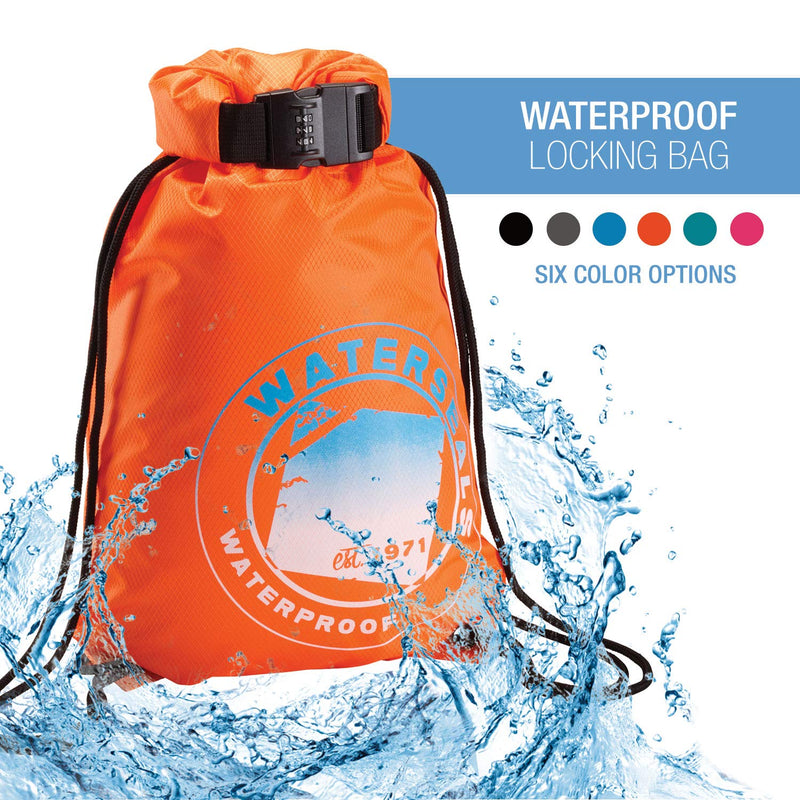 [Australia - AusPower] - WaterSeals Anti-Theft Combination Lock + Ripstop Waterproof Material to Protect Wallet iPhone + Valuables at The Beach Pool Sports Camping, Orange, One Size 
