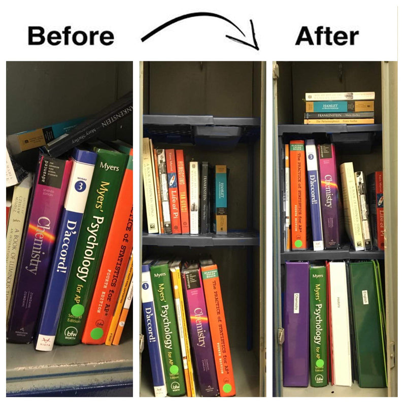[Australia - AusPower] - Locker Organizer Shelf， Adjustable Width and Height , Ideal Locker for School, Office, and Gym Lockers (Black) Black 