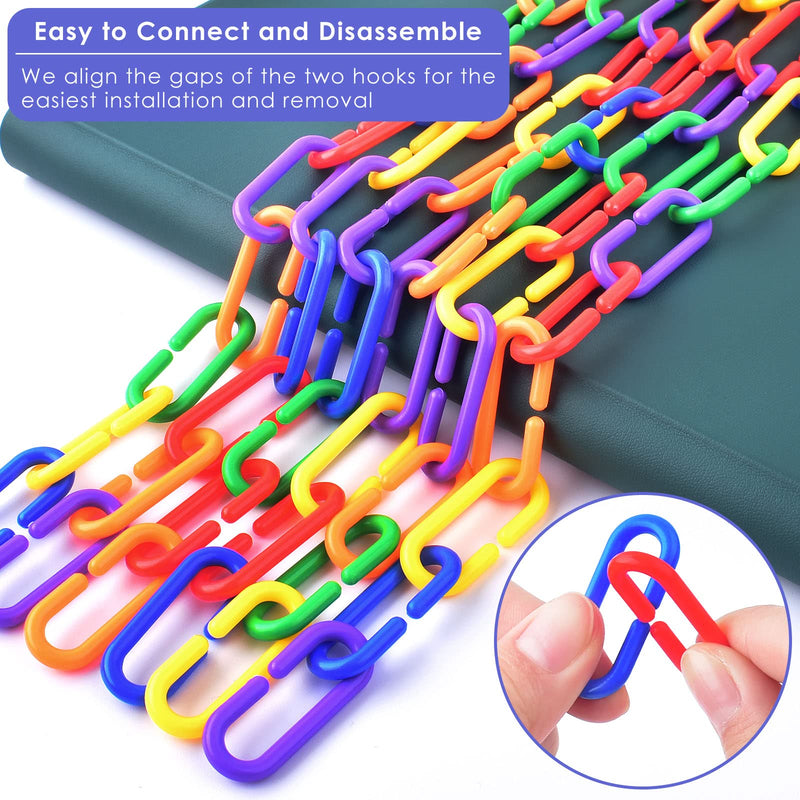 [Australia - AusPower] - Bissap Plastic Chain Links Birds 250pcs, Mix Color Rainbow DIY C-Clips Chains Hooks Swing Climbing Cage Toys for Sugar Glider Rat Parrot Bird, Children's Learning Toy 