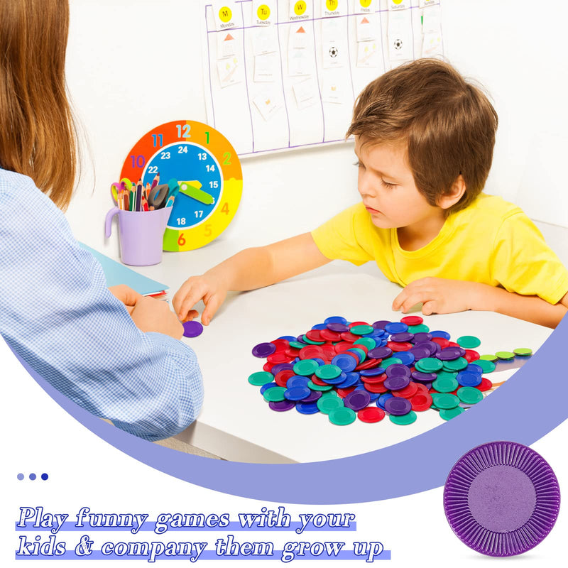 [Australia - AusPower] - Skylety 400 Pieces Plastic Poker Chips Game Chips 4 Colors Counter Card for Kids Game Playing Learning Math Counting Bingo Game Blank Chips Card for Kids Reward, 0.86 Inch 
