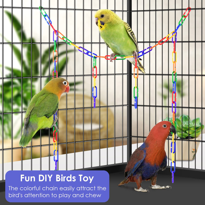 [Australia - AusPower] - Bissap Plastic Chain Links Birds 250pcs, Mix Color Rainbow DIY C-Clips Chains Hooks Swing Climbing Cage Toys for Sugar Glider Rat Parrot Bird, Children's Learning Toy 