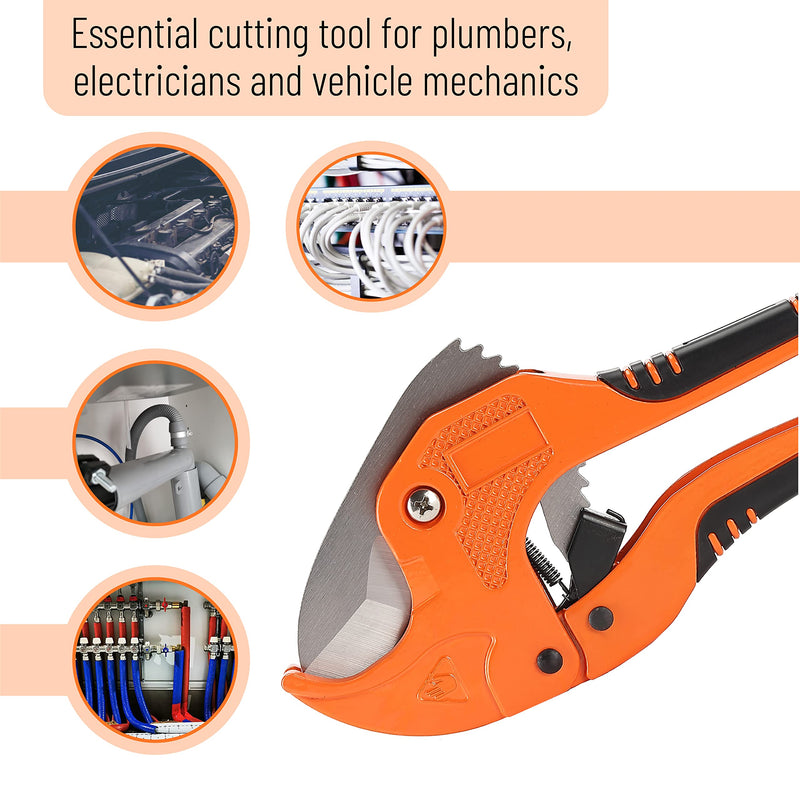 [Australia - AusPower] - Bates- PVC Pipe Cutter, Cuts up to 1-1/4", Ratcheting PVC Pipe Cutter Tool, Pipe Cutters PVC, PVC Pipe Shears, PVC Cutter, Plastic Pipe Cutter, PEX Pipe Cutter, PVC Cutter Tool, PVC Ratchet Cutter 