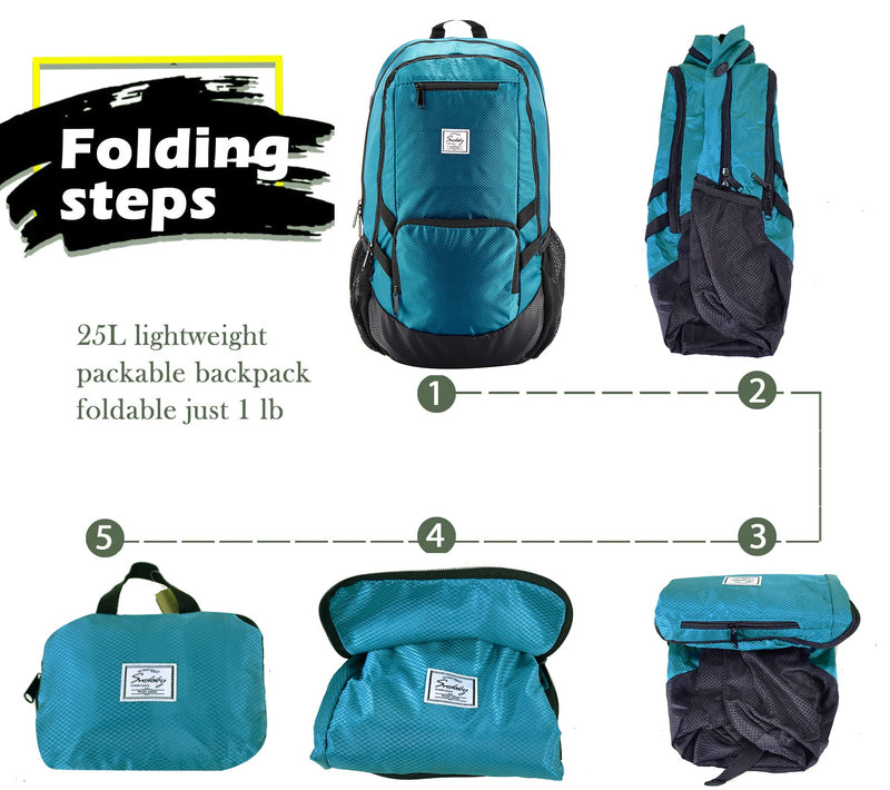 [Australia - AusPower] - 25L Lightweight Packable Backpack Handy Water Resistant Foldable Daypack Bag for Travel Camping Outdoor (Blue) Blue 