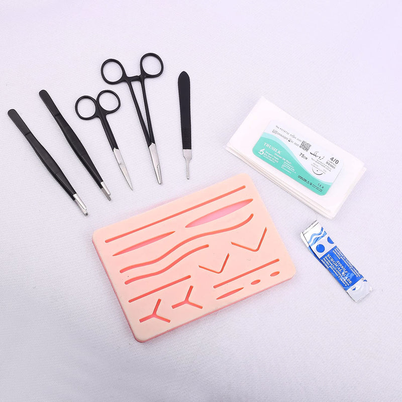 [Australia - AusPower] - Suture Practice Kit for Medical Student, Complete Suture Practice Kit, Suture Training Include Upgrade Suture Pad with 3 Layers and 14 Wounds with Silicone Suture Pad and Suture Tool kit, 