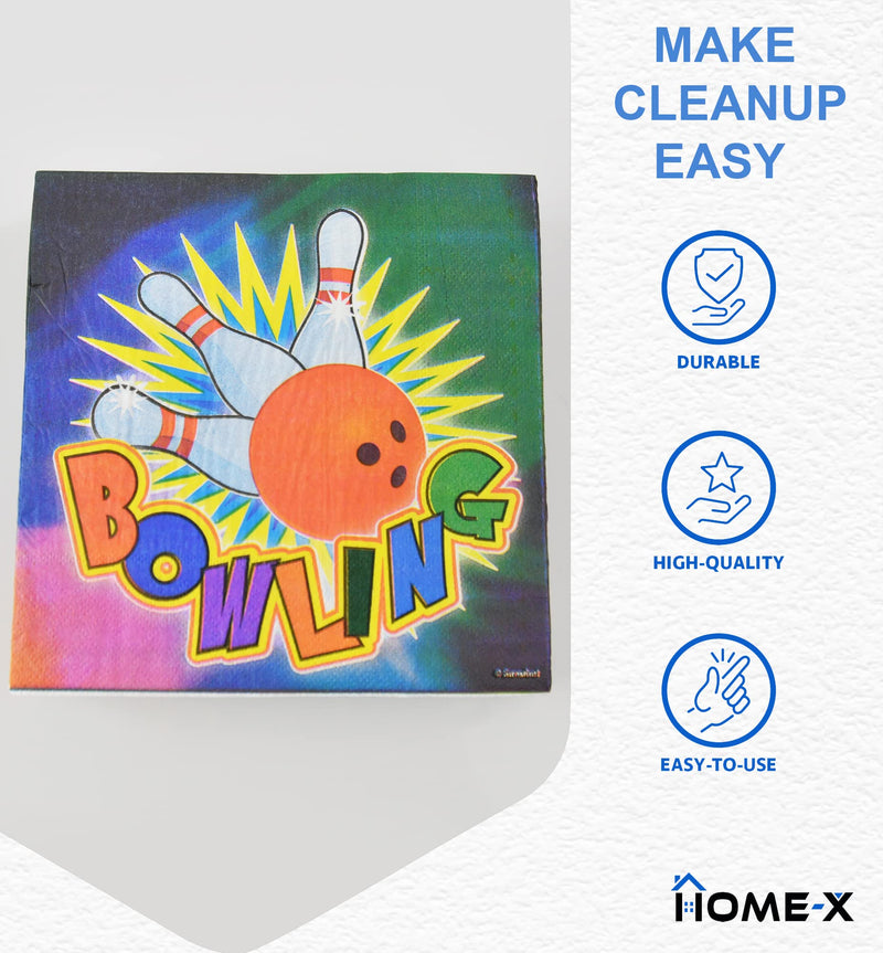 [Australia - AusPower] - HOME-X Bowling Themed Party Square Disposable Napkins, 48 Count – 6.5" x 6.5" 
