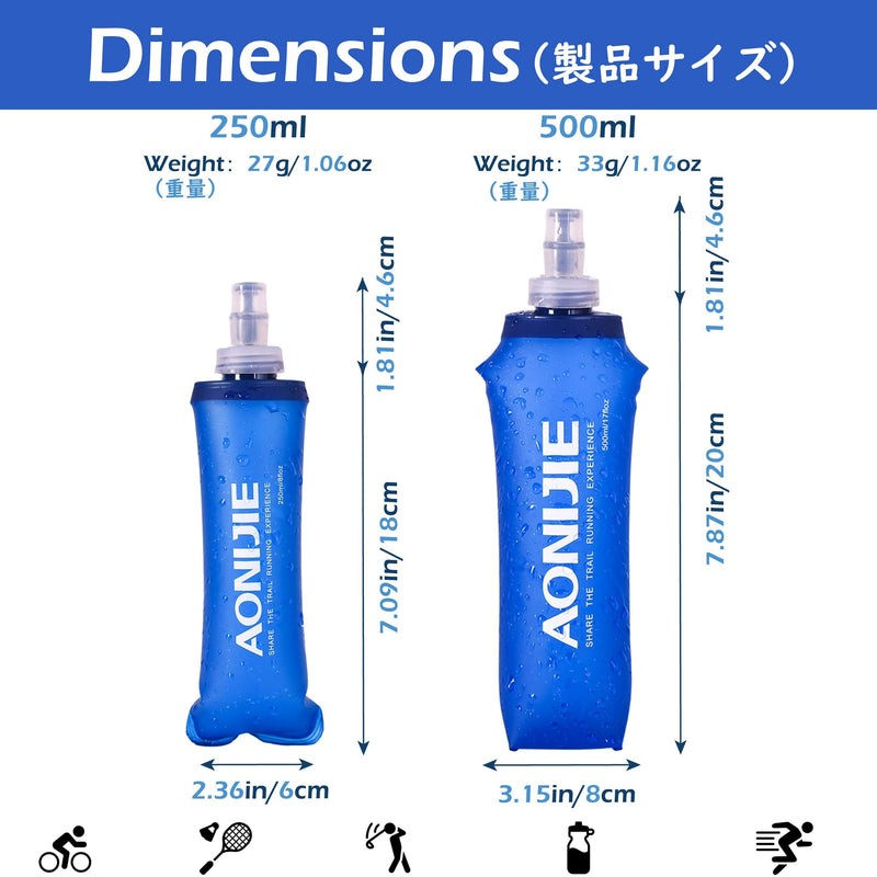 [Australia - AusPower] - TRIWONDER Soft Flasks Collapsible Water Bottles TPU Folding Flask Sports Water Bottle for Hydration Pack - Ideal for Running Hiking Cycling Climbing 250ml/8.45oz - Pack of 2 