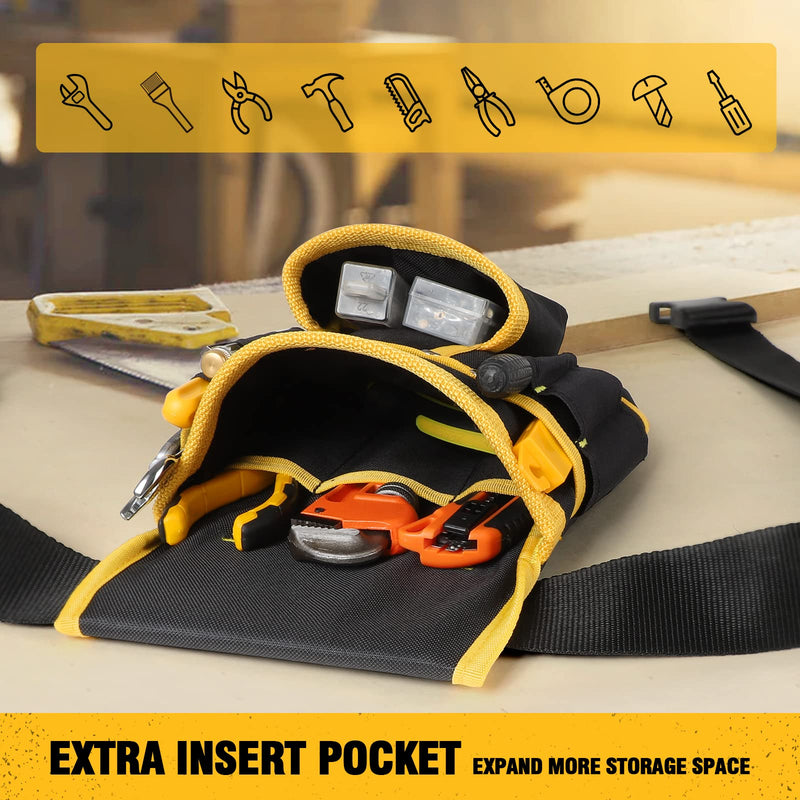 [Australia - AusPower] - Tool Belt, UUP 22 Pocket Tool Belts for Men Black and Yellow Heavy Duty Tool Pouch Bag, Detachable & Adjustable Tool Bags for Carpenter, Electrician, Woodworker, Construction, Father Day Gifts for Dad 