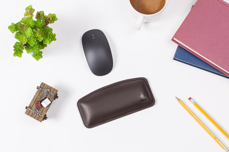 [Australia - AusPower] - Motte by Castle – Leather Wrist Rest Cushion for Mice, Mouse Pads, and Laptops – Ergonomic Durable Wrist Pad with Anti-Slip Rubber Base (Woodland) Woodland 