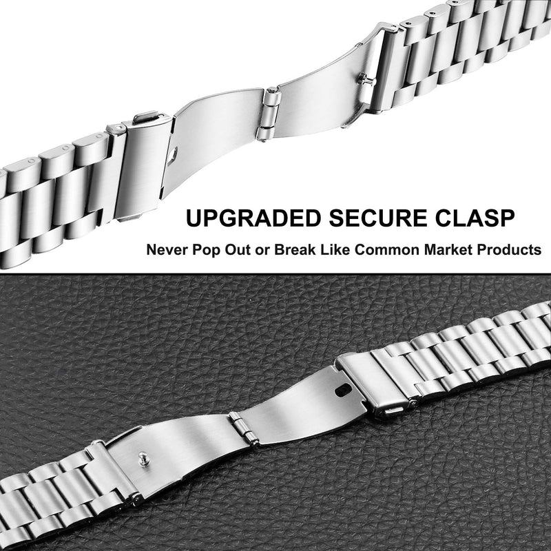 [Australia - AusPower] - Band Sets for Samsung Galaxy Watch 3 45mm / Galaxy Watch 46mm Men, TRUMiRR 22mm Solid Stainless Steel Metal + Mesh Loop Strap Quick Release Watchband Replacement Bracelet for Samsung Gear S3 Classic / Frontier Smartwatch 2 Pack Silver 