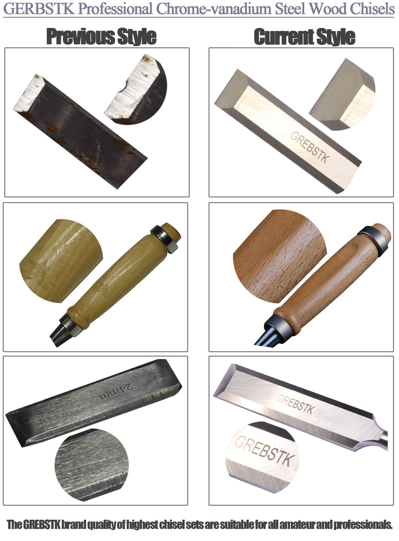 [Australia - AusPower] - 4PCS Wood Chisel Tool Sets Sturdy Chrome Vanadium Steel Chisel Beech Handles Woodworking Tools (Leather Bag) 3#chisel 