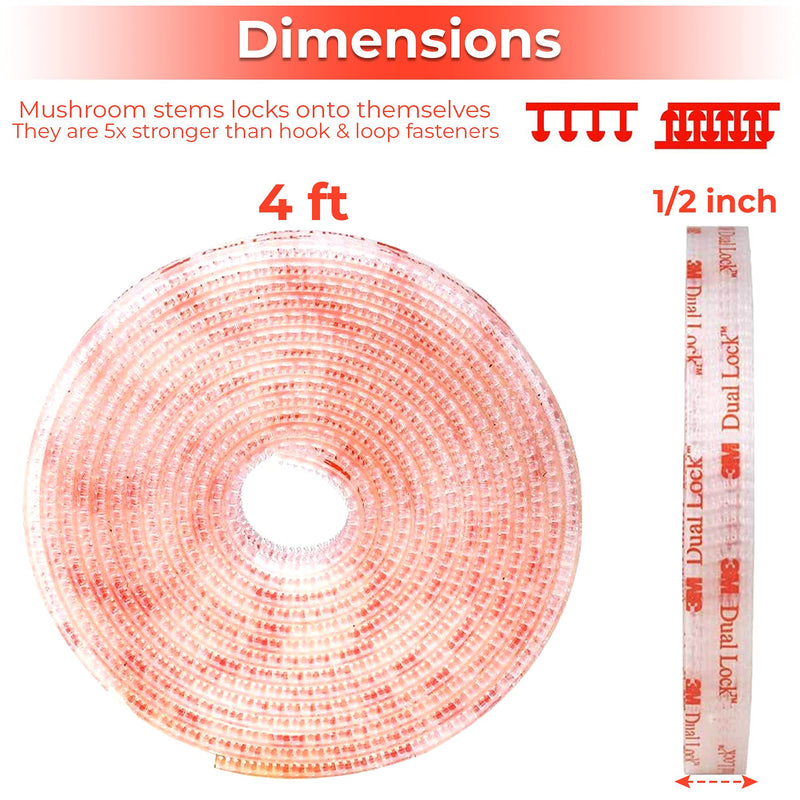 [Australia - AusPower] - Dual Lock Reclosable Fastener SJ3560, Sticky Back Hook and Loop Fasteners, Made of 3M Dual Lock: 1/2” x 4 FT, Clear 