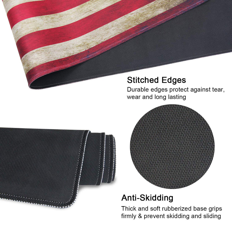 [Australia - AusPower] - Meffort Inc Extra Large Extended Gaming Desk Mat Non-Slip Rubber Pads Stitched Edges XXL Mouse Pad 35.4 x 15.7 inch - USA Flag 