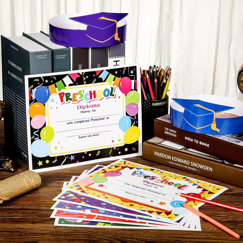 [Australia - AusPower] - 48 Pieces Graduation Paper Hat Preschool Diploma Certificate Preschool Paper Graduation Cap Graduation Crowns Kindergarten Graduation Certificate for Kindergarten Graduation Classroom Supplies Favors 