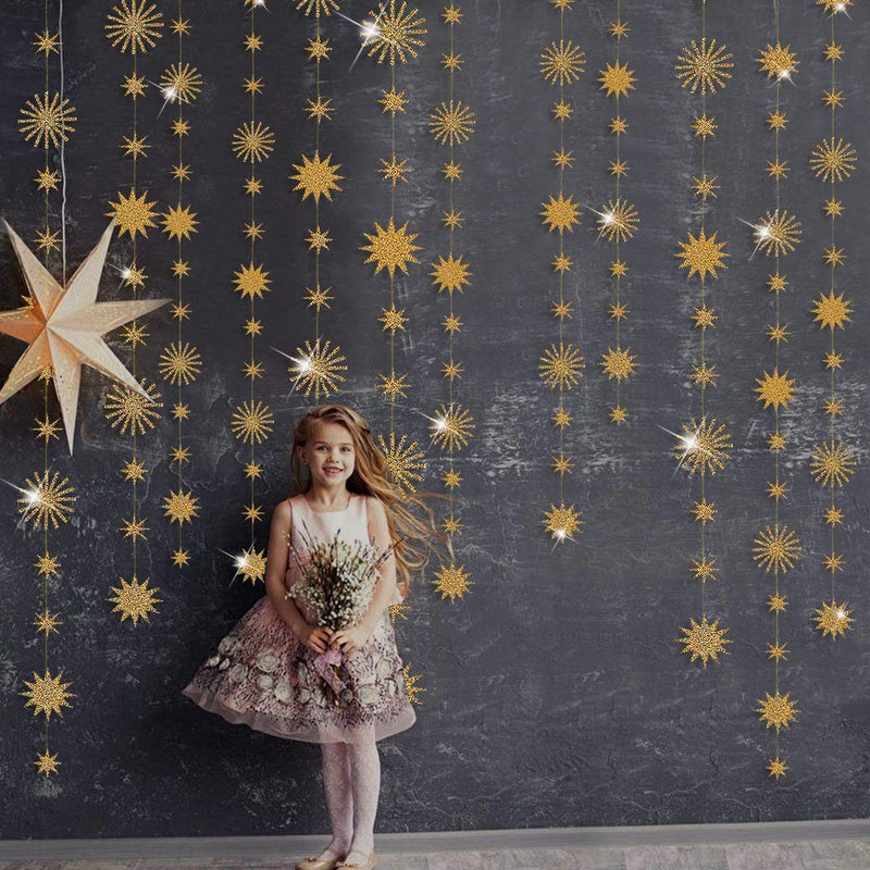 [Australia - AusPower] - pinkblume Gold Star Party Decorations Kit Sparking Twinkle Star Garland Glitter Paper Streamer Banner for Birthday Wedding Bridal Baby Shower Nursery Kids Room Holiday Showcase Decorations Supplies Gold Sparking 