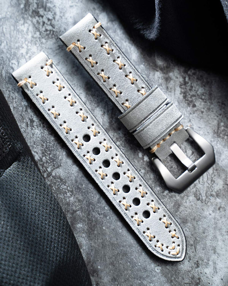 [Australia - AusPower] - Genuine Leather Smartwatch Bands Compatible with Samsung Galaxy 46mm/Gear S3/Watch 3 45mm,Huawei Watch GT 2/Pro/Classic,Amazfit GTR 47mm/GTR 2 6 Colors Genuine Leather Smartwatch Straps 22mm Grey-C/Silver Buckle 