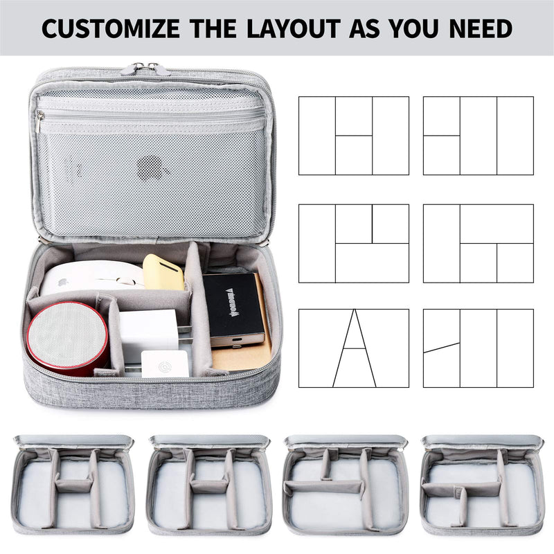 [Australia - AusPower] - Travel Cable Organizer Bag, Electronic Accessories Case Portable Double Layer Cable Storage Bag for Cord,Phone,Charger, Flash Drive, Phone, SD Card,Personal Items - (Grey) S Grey 