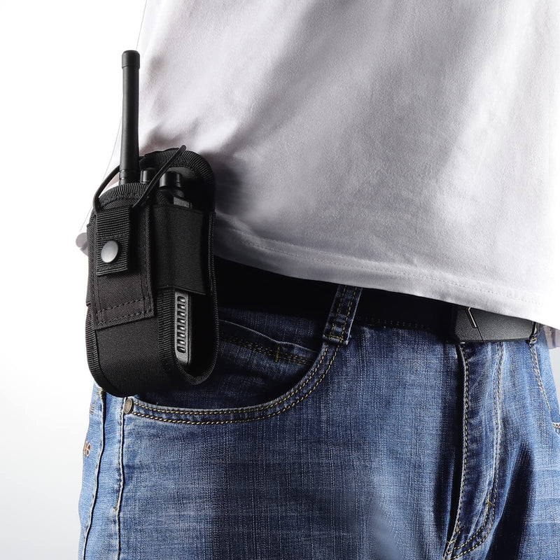 [Australia - AusPower] - abcGoodefg Molle Radio Holder Walkie Talkie Pouch Case for Duty Belt Radio Holster Tactical Hunting Intercom Bag (1 Pack, Black) 