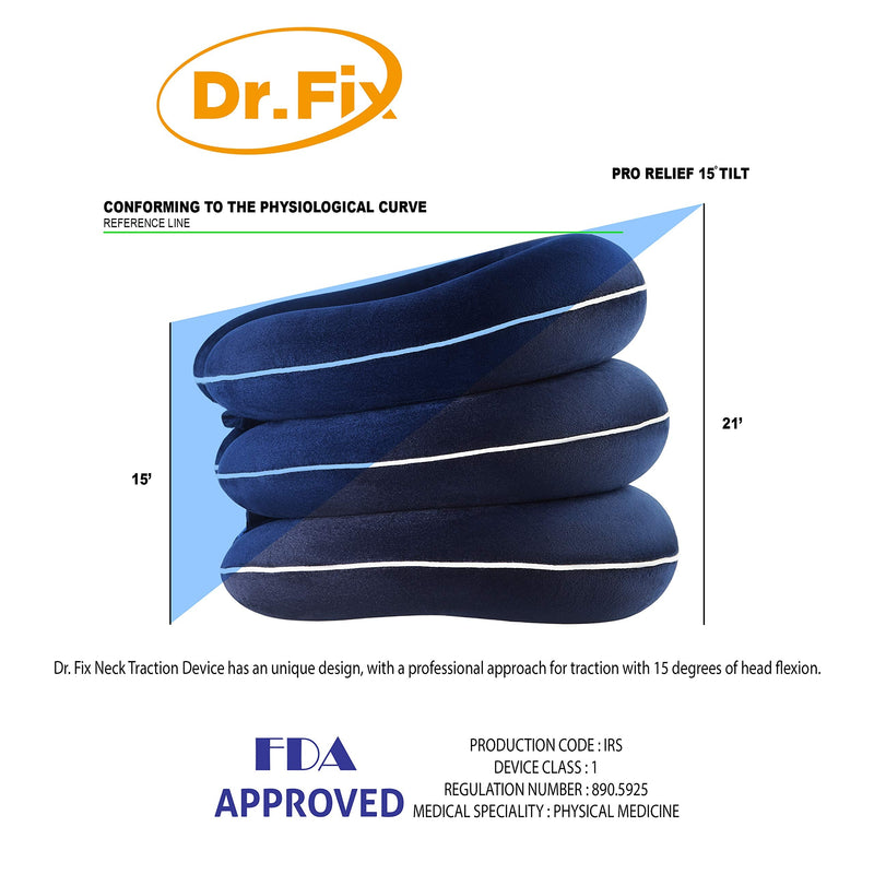 [Australia - AusPower] - Dr Fix Cervical Neck Traction Device for Instant Neck Pain Relief at Home | Elastic Band (Dark Blue, 12-17) Dark Blue 12-17 Inch (Pack of 1) 