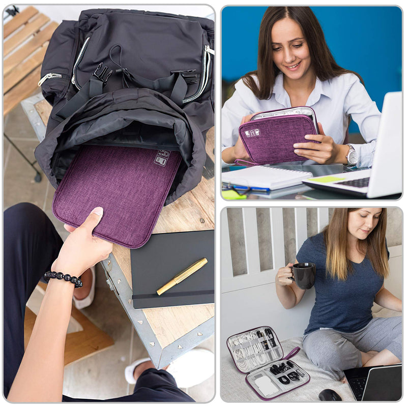 [Australia - AusPower] - CILLA Travel Electronic Organizer Bag Cable Organizer Case Portable digital Storage Bag for Electronic Accessories USB Cables, Power Bank, SD Card medium Purple 