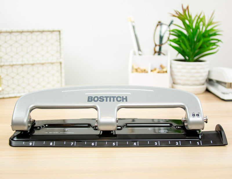 [Australia - AusPower] - PaperPro inPRESS 12 Reduced Effort Three-Hole Punch, Silver/Black (2101) 12 Sheet Black 