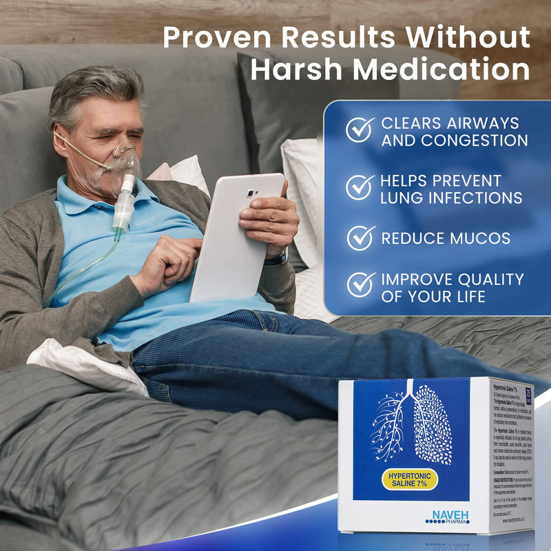 [Australia - AusPower] - RSV Hypertonic Saline Solution 7% - Nebulizer diluent for inhalators and nasal hygiene devices Helps Clear Congestion from Airways and Lungs – Reduce Mucus (25 Sterile Saline Bullets of 5ml) 