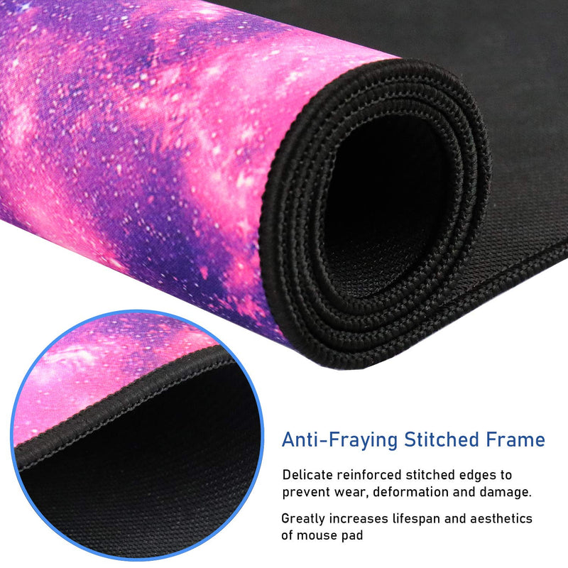 [Australia - AusPower] - Gaming Mouse Pad, 31.5x15.7x0.12 inch Waterproof Computer Keyboard Mouse Mat Non-Slip Mousepad Rubber Base and Stitched Edges for Game Players, Office, Study, Esports Pros, Home, Desktop galaxy 