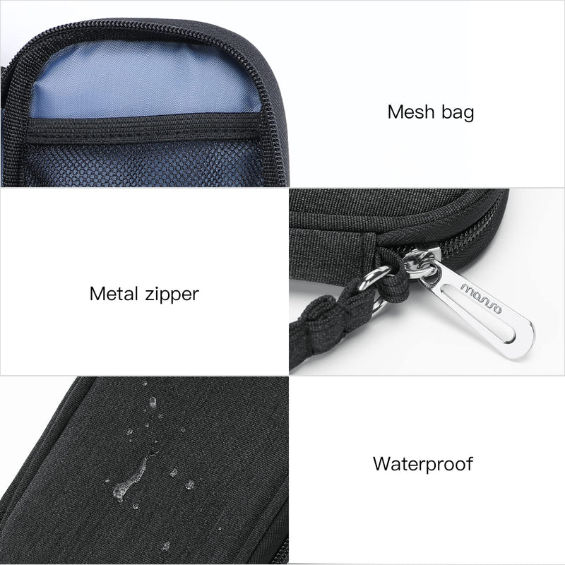 [Australia - AusPower] - MOSISO Electronic Organizer Cable Case, Portable External Carrying Case Storage Bag with Handle Compatible with MacBook Power Adapter, Wireless Mouse, Cables, Earphones, USB Flash Disk SD Card, Black 