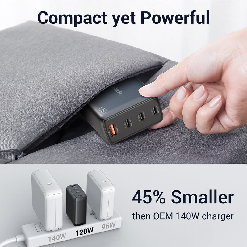 [Australia - AusPower] - Zealife 120W USB C Charger, 4-Port GaN III Wall Charger Block Foldable Power Adapter Compatible with MacBook Pro/Air, iPad, iPhone, Galaxy and Etc 