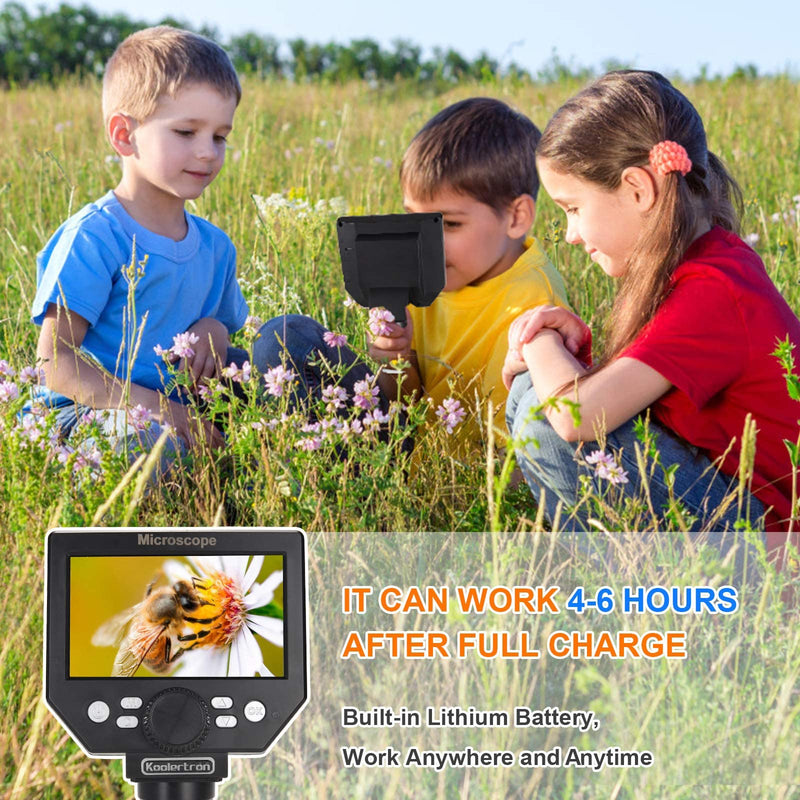 [Australia - AusPower] - Koolertron 4.3 inch LCD Digital USB Microscope,8MP 1-1000X Magnification Handheld Digital Microscope Camera,8 LED Light,Rechargeable Battery LCD Microscope for Circuit Board Repair Soldering PCB Coins 49-A 