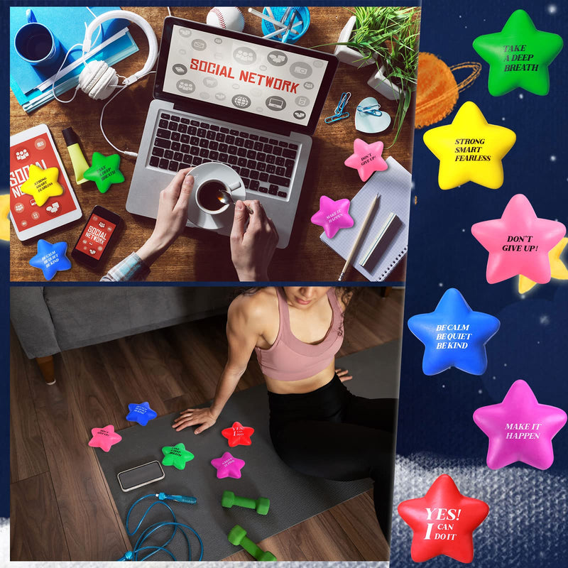 [Australia - AusPower] - 30 Pcs Stress Relief Ball with Quotes Small Stress Balls Motivational Stress Balls for Adults Star Stress Balls Star Shape Sports Balls for Women Men Relieve Anxiety Party Supplies 