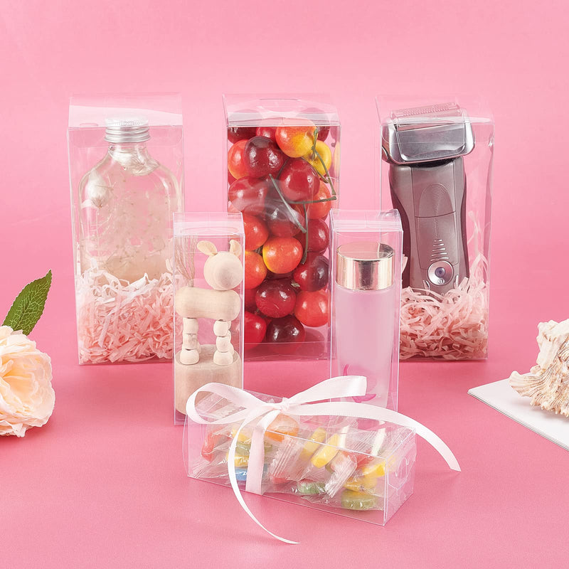 [Australia - AusPower] - BENECREAT 20 Pack 2.7x2.7x6.3" Plastic Boxes Rectangle Plastic Party Favor Boxes for Wedding Party Treat Candy Cupcakes 2.7x2.7x6.3" 
