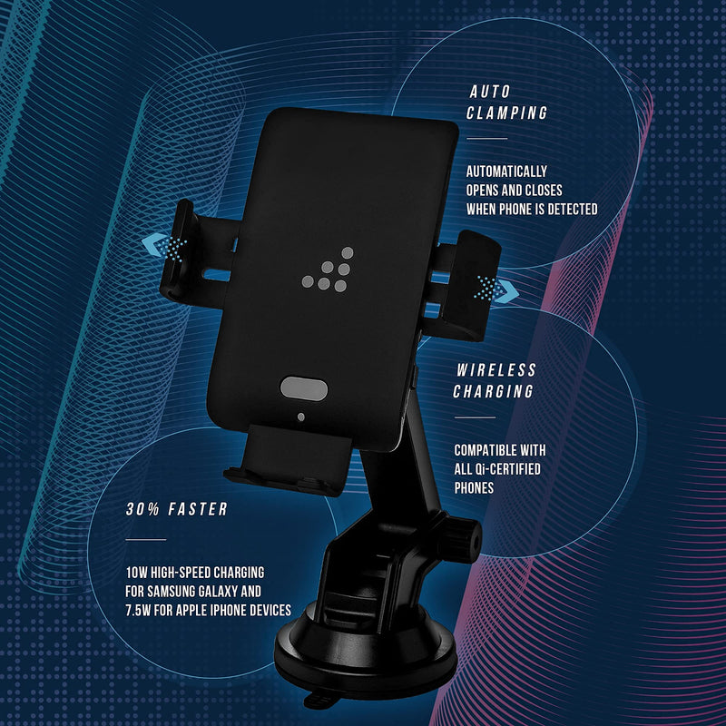 [Australia - AusPower] - Skyway | Prime Plus Wireless Car Charger & Auto-Clamping Phone Holder Kit: Windshield & Air Vent Mounts & 2-Port QC3.0 Car Charger | Qi-Certified | for Apple iPhone, Samsung Galaxy, Sony Xperia, LG 