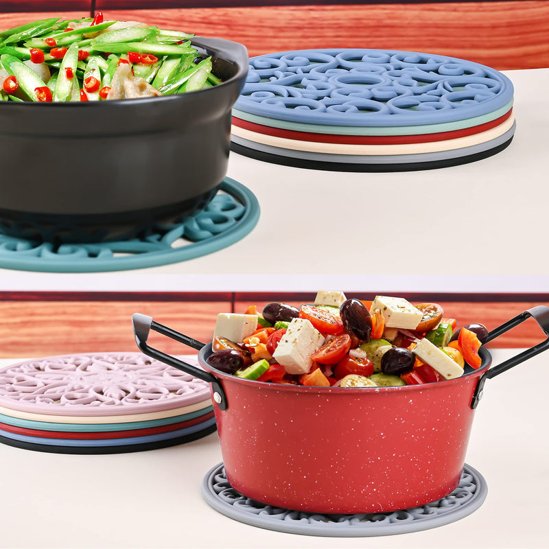 [Australia - AusPower] - Smitchraft Trivets for Hot Pots and Pans, Silicone Mats Kitchen, Silicone Trivet Mat, Hot Pads for Table, Silicone Table Pad, Multi-use Intricately Carved Heat Resistant Mat Set of 3 Black A: Black 