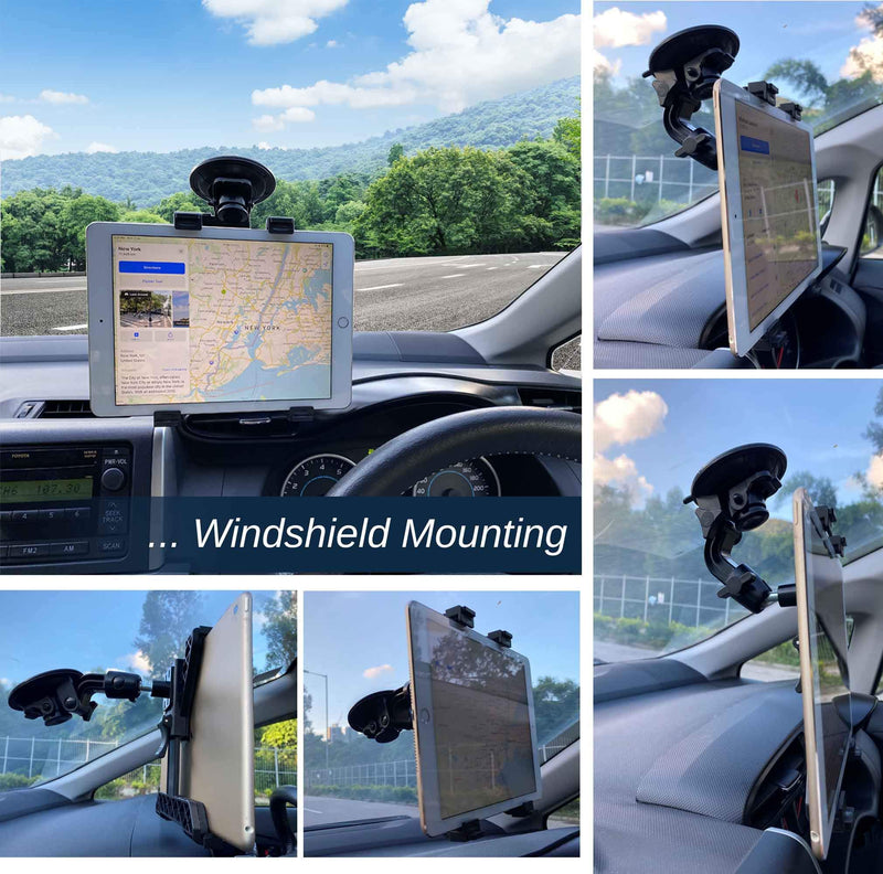 [Australia - AusPower] - Randconcept 3-in-1 Tablet Holder Car Air Vent Mount - [ Strong Suction Cup Version ] Universal Dashboard Windshield Cradle for iPad, iPad Mini, Samsung Galaxy | Fits All 6"- 10.5" Tablets 