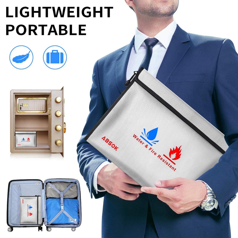 [Australia - AusPower] - Fireproof Document Bag，Fireproof Money Safe Document Bag 15 x11 & 9x7 Inches Set Non-Itchy Silicone Coated Fire Resistant Bag Fireproof Safe Storage for Money, Documents, Jewelry and Passport 