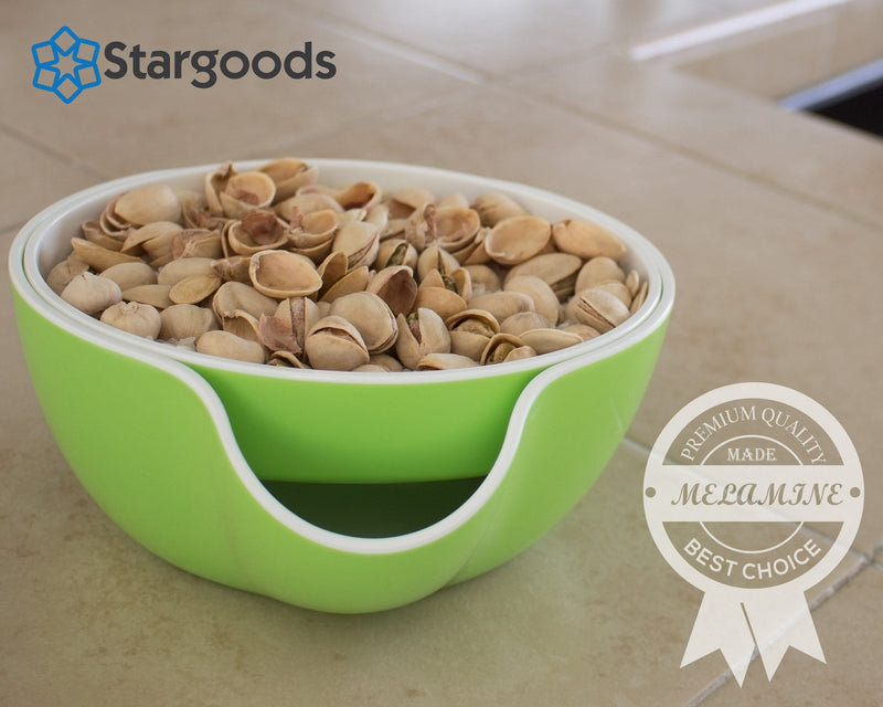 [Australia - AusPower] - Pistachio Bowl, Snack Serving Dish, Double Peanut Bowl with Seeds Shell Storage, Red 