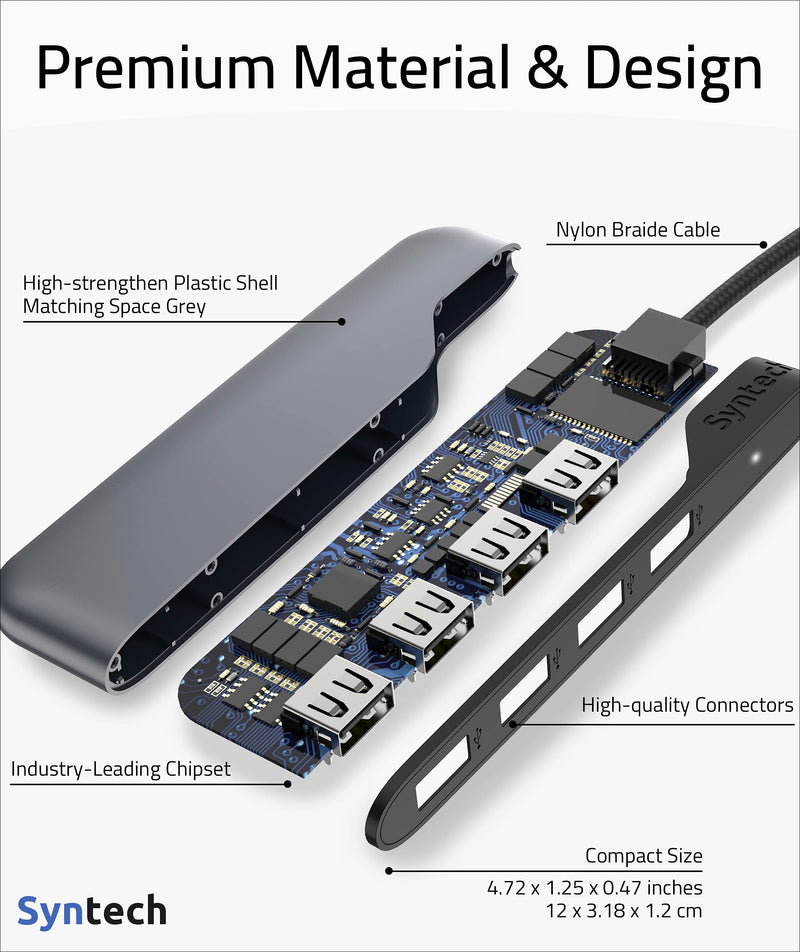 [Australia - AusPower] - USB C to USB Hub 4 Ports, Syntech Type C to USB 3.0 Hub with a USB C to USB Adapter (USB 2.0), Thunderbolt 3 to USB Hub Compatible with Thunderbolt 4 MacBook Pro, iPad Pro, iMac, Surface 0.5ft 