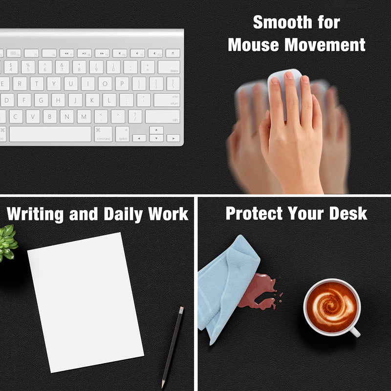 [Australia - AusPower] - Hsurbtra Desk Pad, 23.6" x 13.8" PU Leather Desk Mat, M Extended Mouse Pad, Waterproof Desk Blotter Protector, Ultra Thin Small Laptop Keyboard Mat, Non-Slip Desk Writing Pad for Office Home, Black 23.6" x 13.8" 